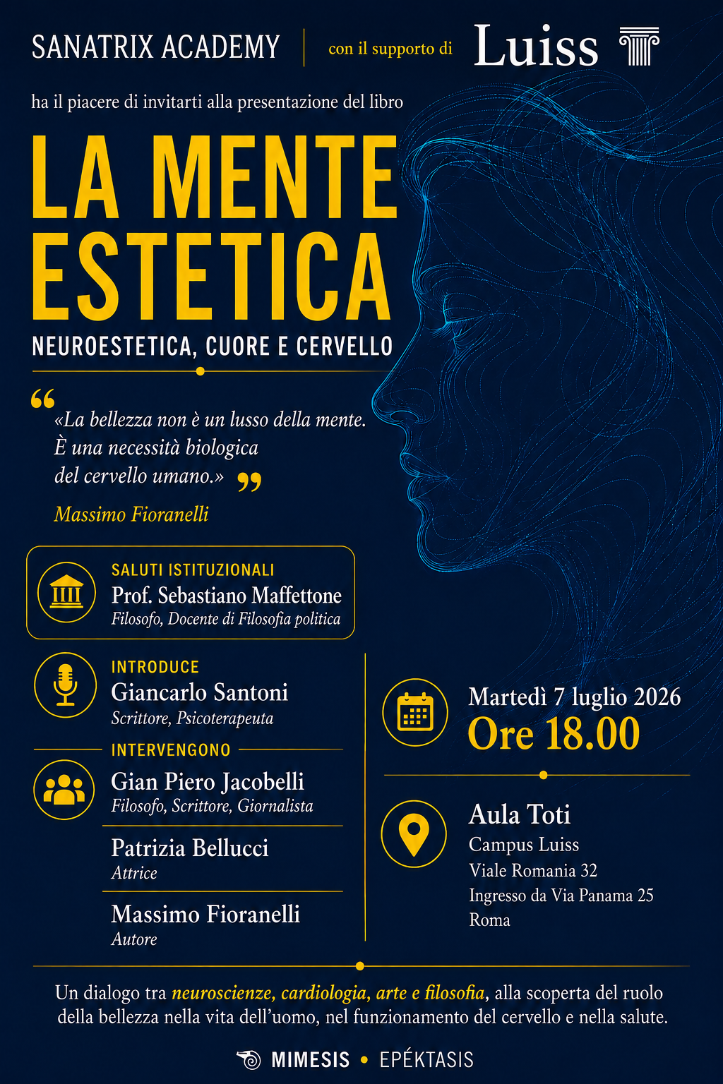 Locandina presentazione La mente estetica alla LUISS